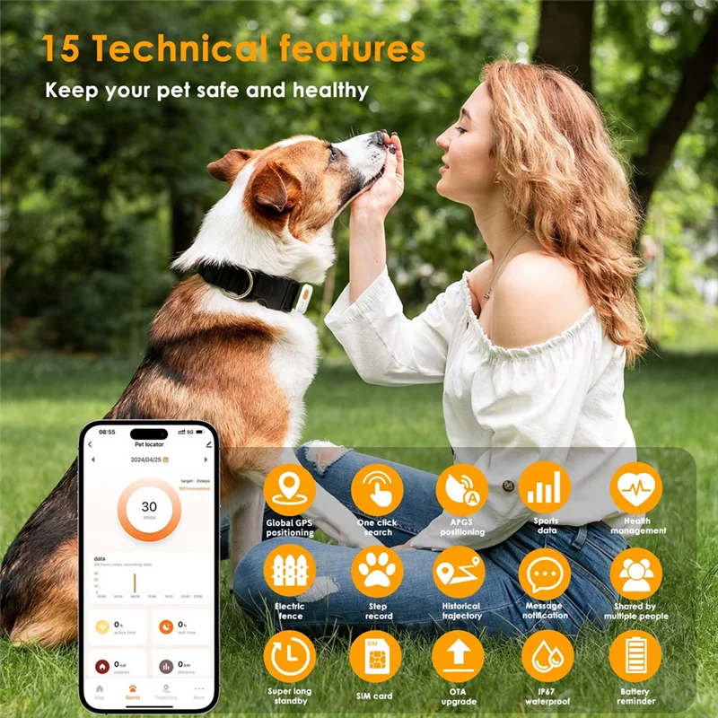 PawPoint Pet GPS Tracker With Health Monitor Collar