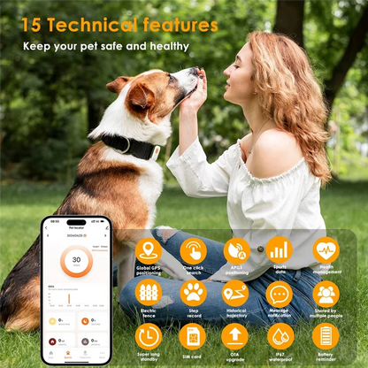 PawPoint Pet GPS Tracker With Health Monitor Collar